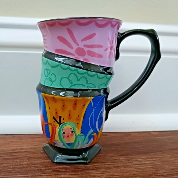 Disney Alice in Wonderland 70th by Mary Blair Stacked Tea Cups Mug Mad Hatter - Picture 1 of 3
